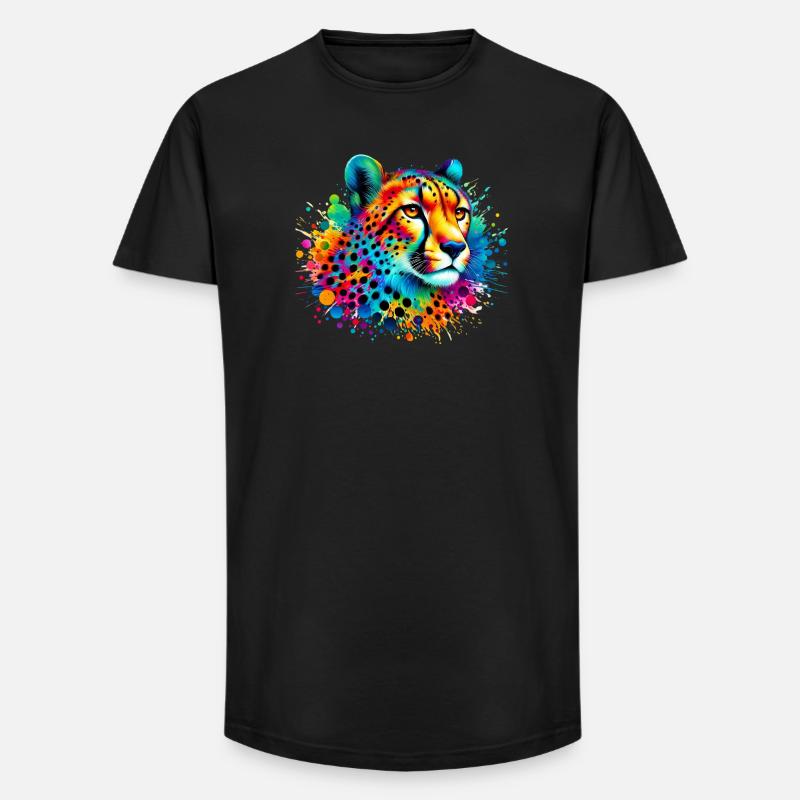 Gepard - Long Fit Männer T-Shirt - Schwarz