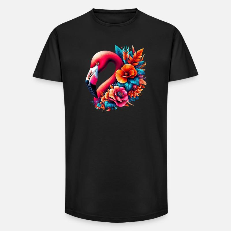 Flamingo - Long Fit Männer T-Shirt - Schwarz
