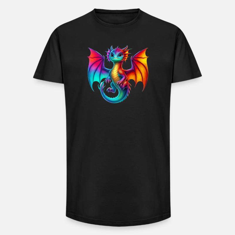 Drache - Long Fit Männer T-Shirt - Schwarz