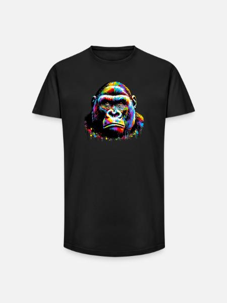 Gorille - T-shirt coupe longue homme - noir