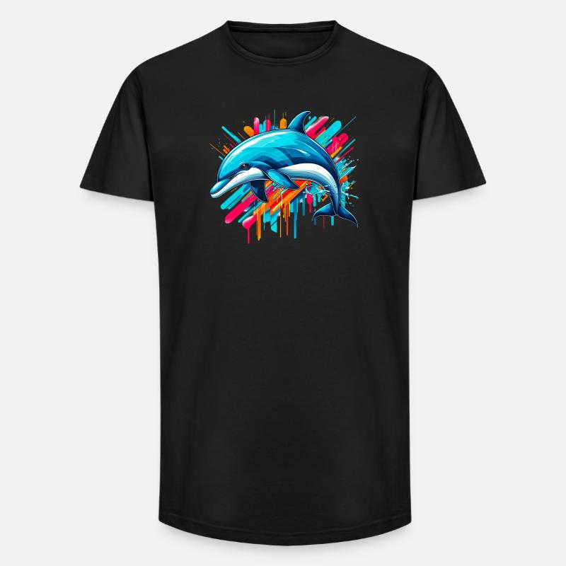 Delfin - Long Fit Männer T-Shirt - Schwarz