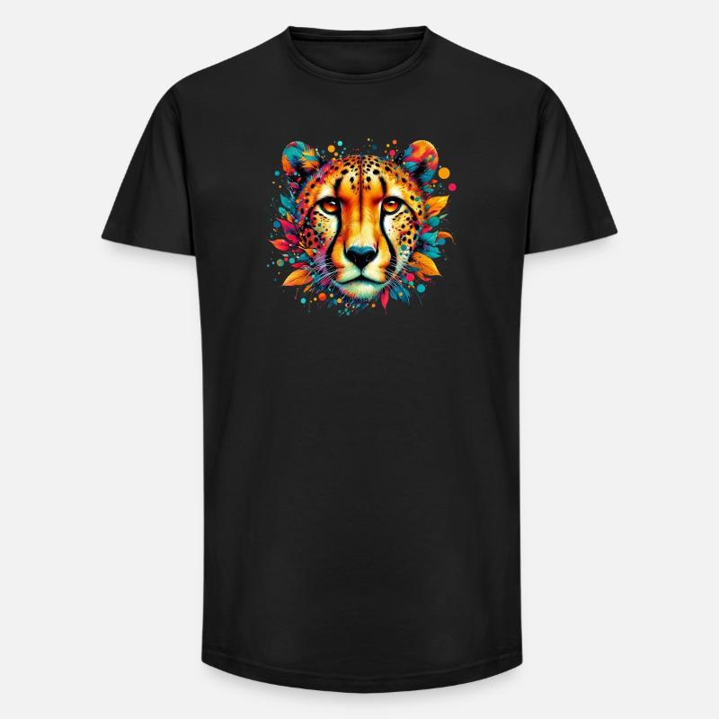 Gepard - Long Fit Männer T-Shirt - Schwarz