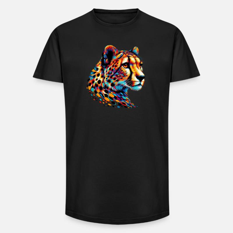 Gepard - Long Fit Männer T-Shirt - Schwarz