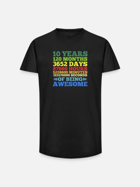 Ten Years of Being Awesome - Long Fit Men's T-Shirt - black