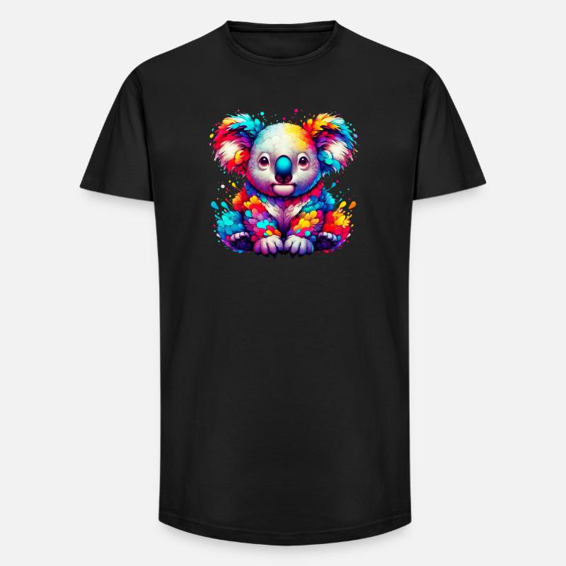Koala - Long Fit Männer T-Shirt - Schwarz