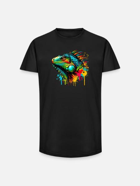 Iguane - T-shirt coupe longue homme - noir