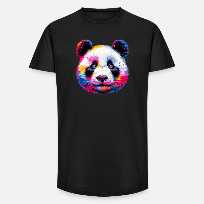 Panda - Long Fit Men's T-Shirt - black