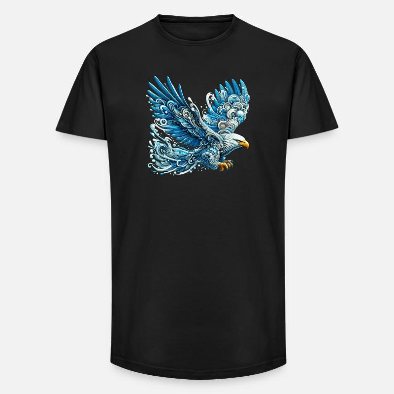 Adler - Long Fit Männer T-Shirt - Schwarz