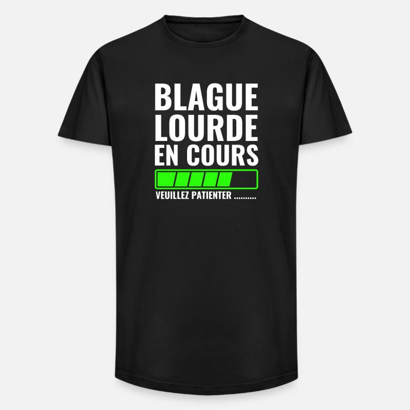 Schwerer Witz in Arbeit, bitte warten - Long Fit Männer T-Shirt - Schwarz
