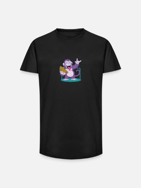 Pizza: Monkey makes it better! - Long Fit Men's T-Shirt - black