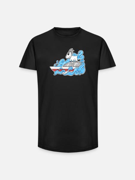 Goat Boat Funny Waves - Long Fit Men's T-Shirt - black