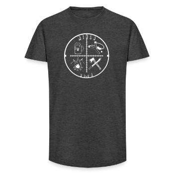 mihla 2024 weiß - Long Fit Männer T-Shirt - Anthrazit - Vorne - AI Model Male 185 light (185cm)