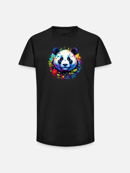 Panda - T-shirt coupe longue homme - noir