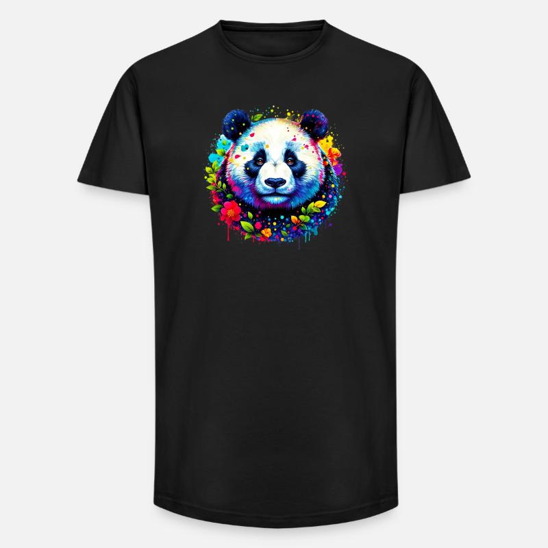 Panda - Long Fit Männer T-Shirt - Schwarz