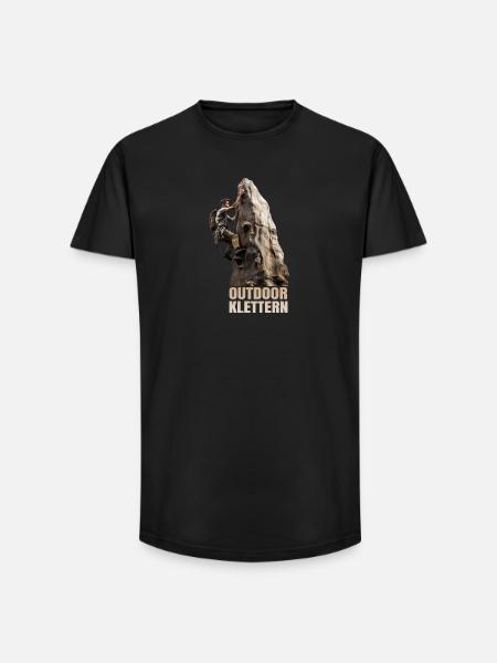 Outdoor Klettern - Long Fit Männer T-Shirt - Schwarz