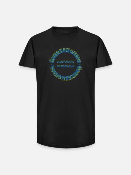 Europese democraat uit overtuiging Circulaire - Heren T-shirt met lange pasvorm - zwart