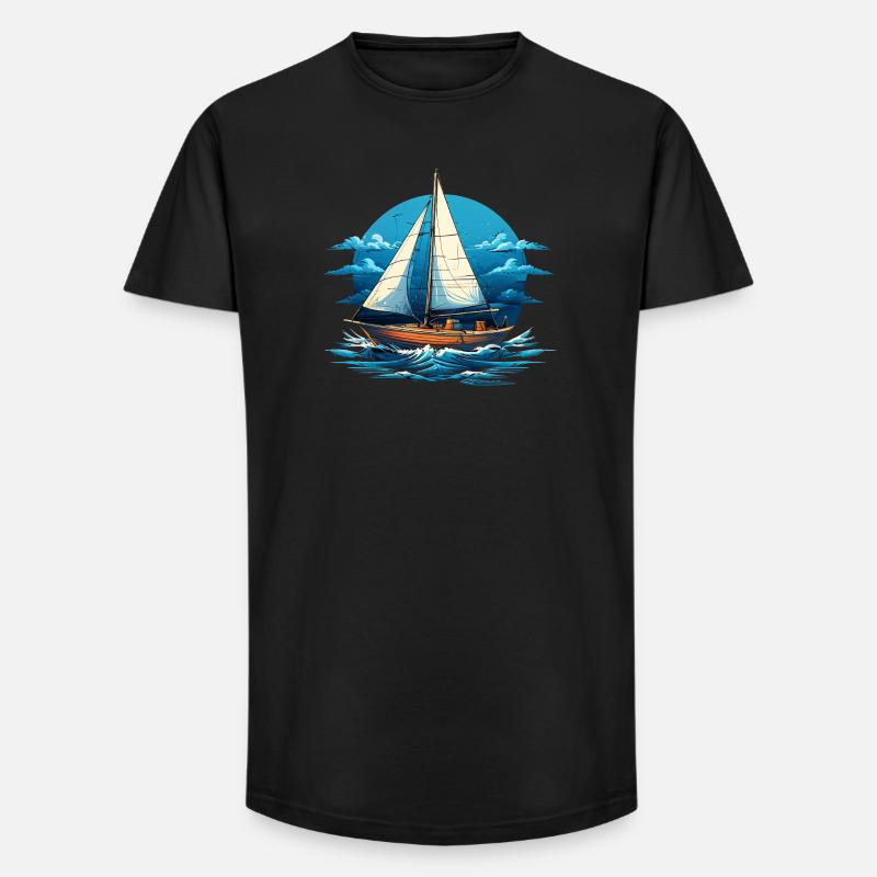 Segelboot im Meeresrauschen - Long Fit Männer T-Shirt - Schwarz
