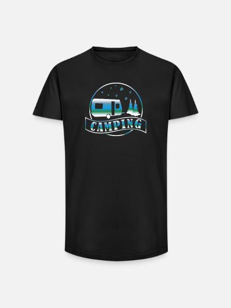 Camping Caravan Wald - Long Fit Men's T-Shirt - black