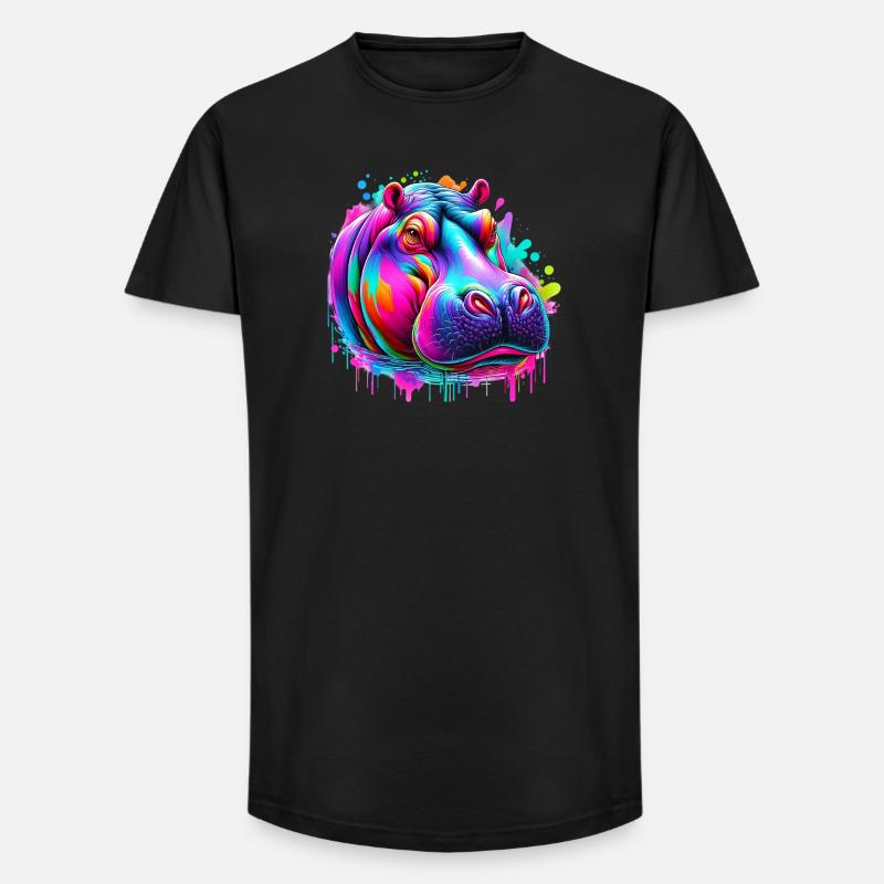 Nilpferd - Long Fit Männer T-Shirt - Schwarz