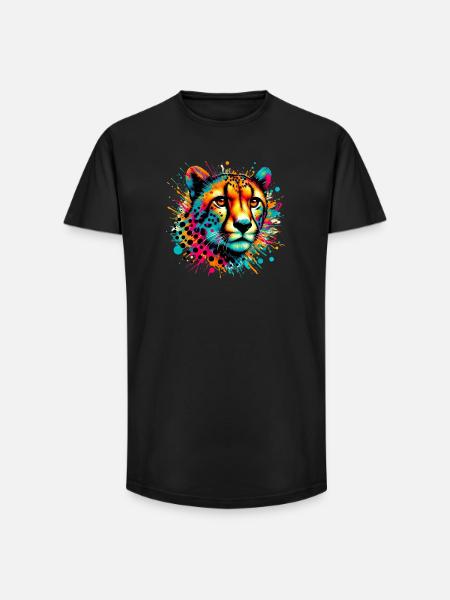 Guépard - T-shirt coupe longue homme - noir