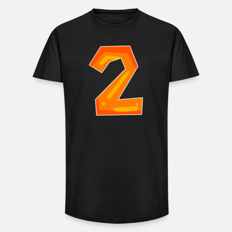 Two - 2 - Number Number - Long Fit Men's T-Shirt - black