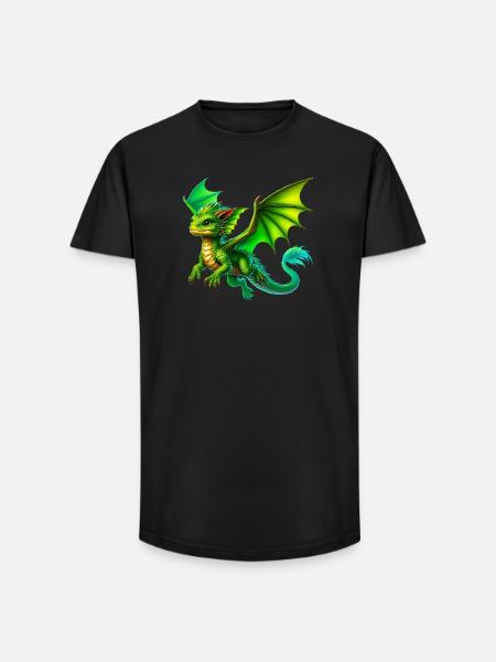 Drache - Long Fit Männer T-Shirt - Schwarz