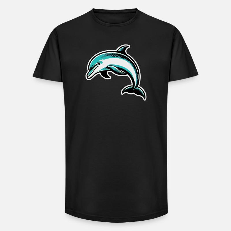 Delfin - Long Fit Männer T-Shirt - Schwarz