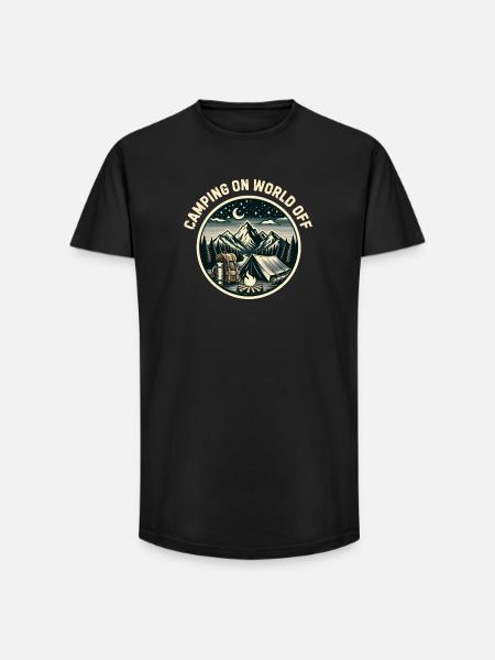 Camping on world off - Long Fit Men's T-Shirt - black