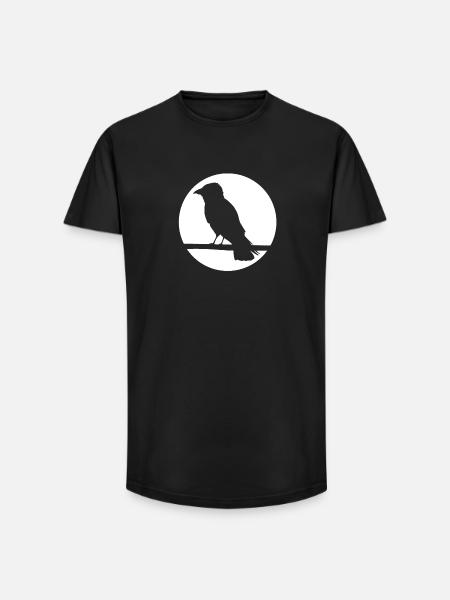 Crow on a branch - Long Fit Men's T-Shirt - black