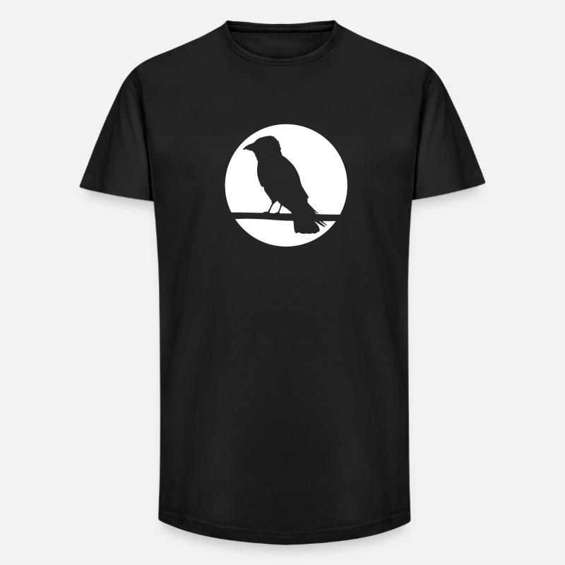 Krähe auf Ast - Long Fit Männer T-Shirt - Schwarz