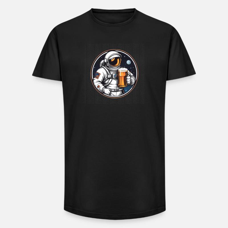 Astronaut mit Bier im All - Long Fit Männer T-Shirt - Schwarz