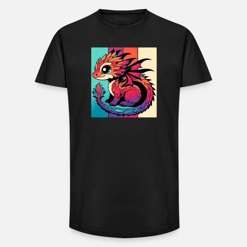 Drache - Long Fit Männer T-Shirt - Schwarz