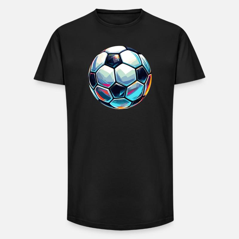 Bunt schimmernder Fußball mit Lichtreflexe - Long Fit Männer T-Shirt - Schwarz