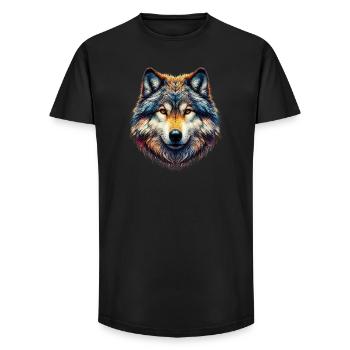 Wolf - Long Fit Men's T-Shirt - black - Front - AI Model Male 185 light (185cm)