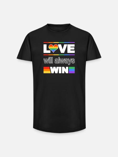 Love Wins Pride Heart - Long Fit Men's T-Shirt - black