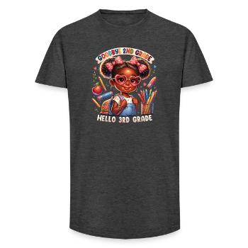 Goodbye 2nd Grade Cartoon Girl - Long Fit Men's T-Shirt - charcoal grey - Front - AI Model Male 185 light (185cm)