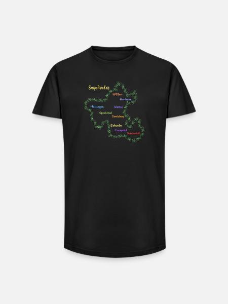 Ennepe Ruhr Kreis - Long Fit Männer T-Shirt - Schwarz