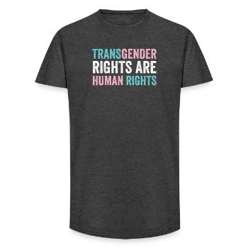 LGBTQ Pride Month - Transgender Rights Are Human R - Long Fit Men's T-Shirt - charcoal grey - Front - AI Model Male 185 light (185cm)