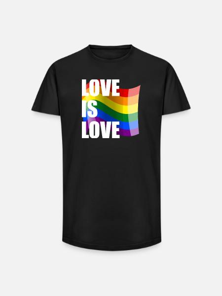 Rainbow Love Wave Design - Long Fit Men's T-Shirt - black