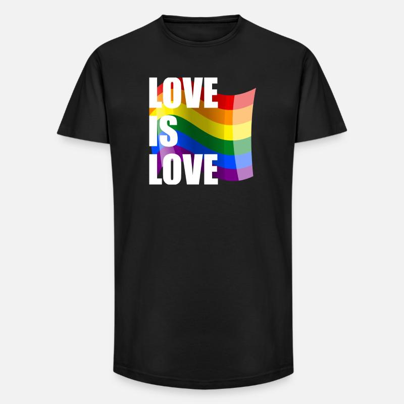 Regenbogen Liebe Wellen-Design - Long Fit Männer T-Shirt - Schwarz
