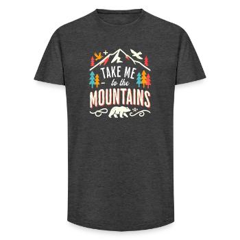 Take me to the Mountains - Long Fit Men's T-Shirt - charcoal grey - Front - AI Model Male 185 light (185cm)