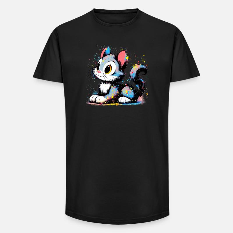 Cat - Long Fit Men's T-Shirt - black