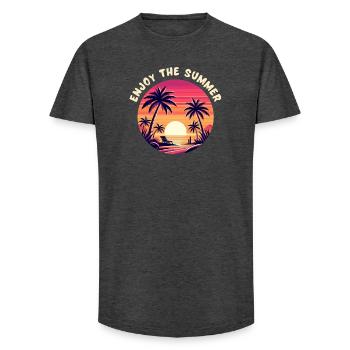 Profitez de l’été - T-shirt coupe longue homme - charbon - Devant - AI Model Male 185 light (185cm)