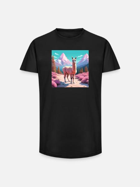 Llama in the mountains - Long Fit Men's T-Shirt - black