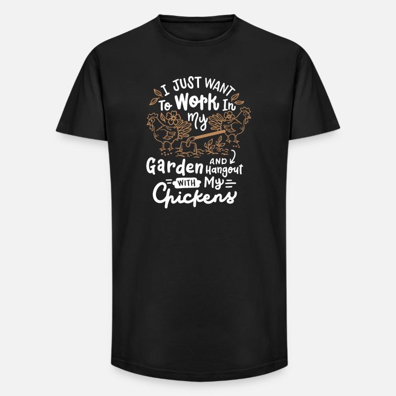 Garten Hühner - Long Fit Männer T-Shirt - Schwarz