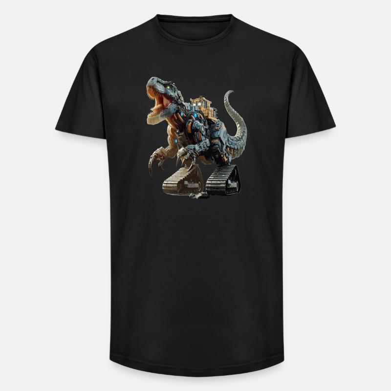 Bagger T-Rex Dinosaurier - Long Fit Männer T-Shirt - Schwarz