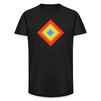 Motifs géométriques - T-shirt coupe longue homme - noir - Devant - AI Model Male 185 light (185cm)