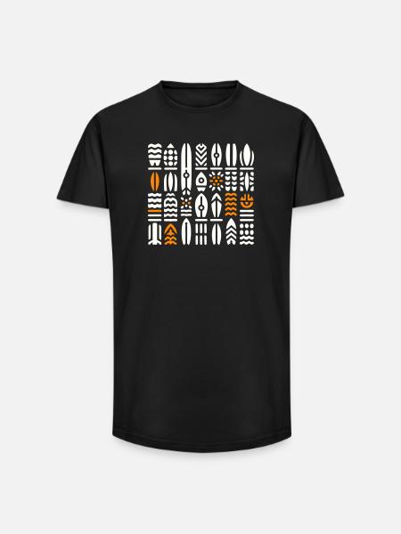 Abstract Surf and Wave Patterns - Long Fit Men's T-Shirt - black
