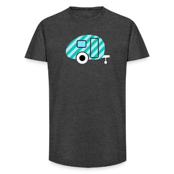 Caravan Wohnwagen Streifen Camping Camper Retro - Long Fit Männer T-Shirt - Anthrazit - Vorne - AI Model Male 185 light (185cm)