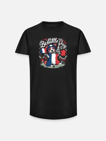 Freche Französische Flagge Hündchen - Long Fit Männer T-Shirt - Schwarz